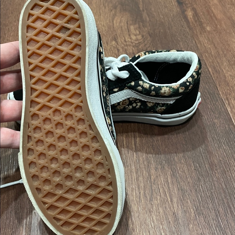 Vans Kids Black and Pink Floral Sneakers - Picture 4 of 8